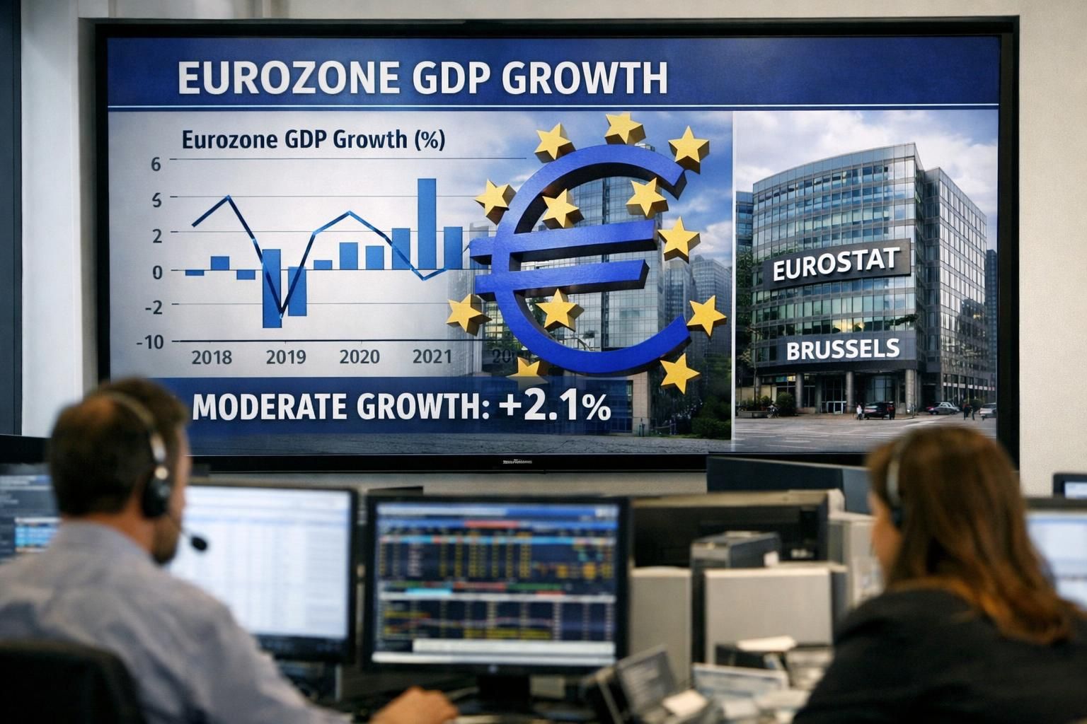 zona euro mencatat pertumbuhan moderat berdasarkan estimasi terbaru, menunjukkan stabilitas ekonomi yang berkelanjutan di kawasan tersebut.